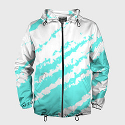 Ветровка с капюшоном мужская The color is light blue and white, цвет: 3D-черный