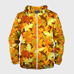 Ветровка с капюшоном мужская Золотая кленовая осень, цвет: 3D-белый