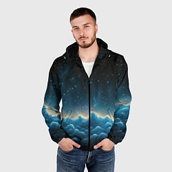 Ветровка с капюшоном мужская Облака и черное небо текстура, цвет: 3D-черный — фото 2