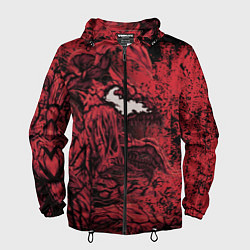 Ветровка с капюшоном мужская Красный веном текстура Карнажа, цвет: 3D-черный