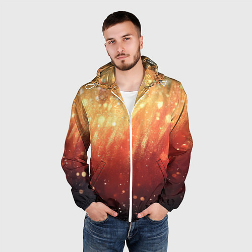 Мужская ветровка Желто-красная текстура блестящая / 3D-Белый – фото 3