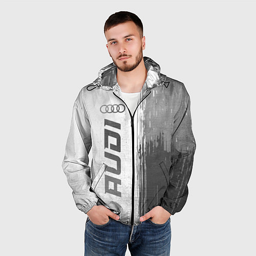 Мужская ветровка Audi - white gradient по-вертикали / 3D-Черный – фото 3
