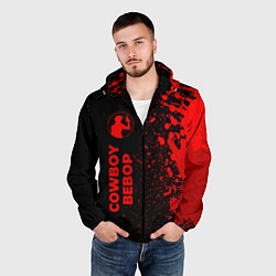 Ветровка с капюшоном мужская Cowboy Bebop - red gradient по-вертикали, цвет: 3D-черный — фото 2