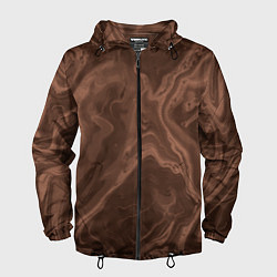 Ветровка с капюшоном мужская Коричневый абстракция в точку, цвет: 3D-черный