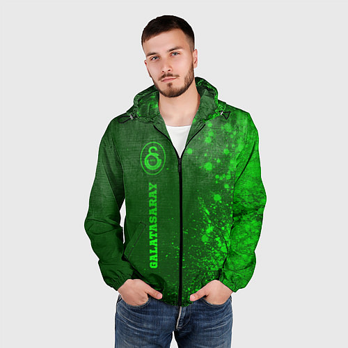 Мужская ветровка Galatasaray - green gradient по-вертикали / 3D-Черный – фото 3