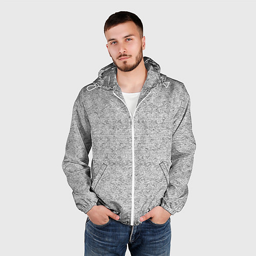 Мужская ветровка Текстура в тонкую полоску серый / 3D-Белый – фото 3