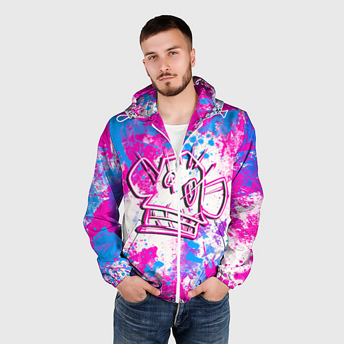 Мужская ветровка Мартышка Джинкс - Arcane / 3D-Белый – фото 3