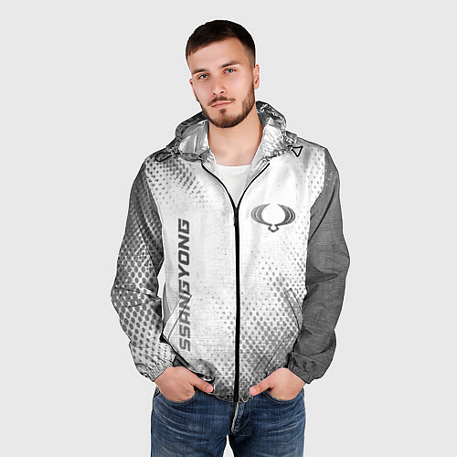 Мужская ветровка SsangYong - white gradient вертикально / 3D-Черный – фото 3