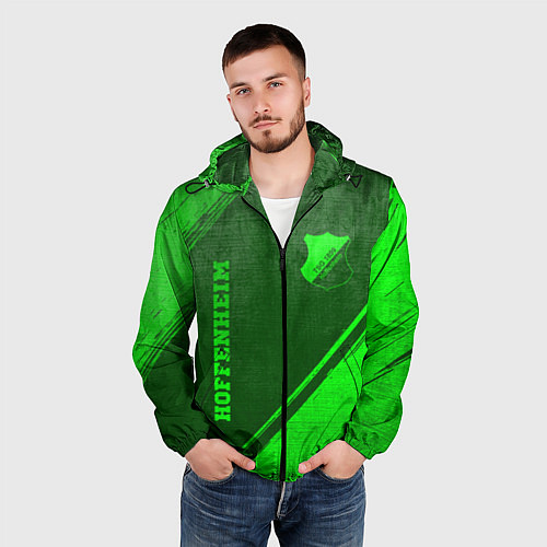 Мужская ветровка Hoffenheim - green gradient вертикально / 3D-Черный – фото 3