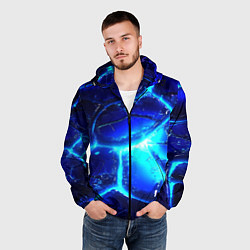 Ветровка с капюшоном мужская Синие плиты лед, цвет: 3D-черный — фото 2