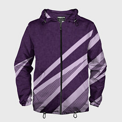 Ветровка с капюшоном мужская Фиолетовый абстрактный с полосой, цвет: 3D-черный