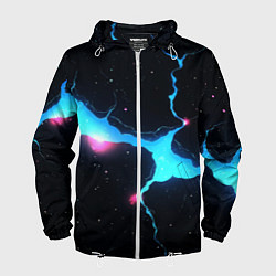 Мужская ветровка Голубой разлом в черной текстуре