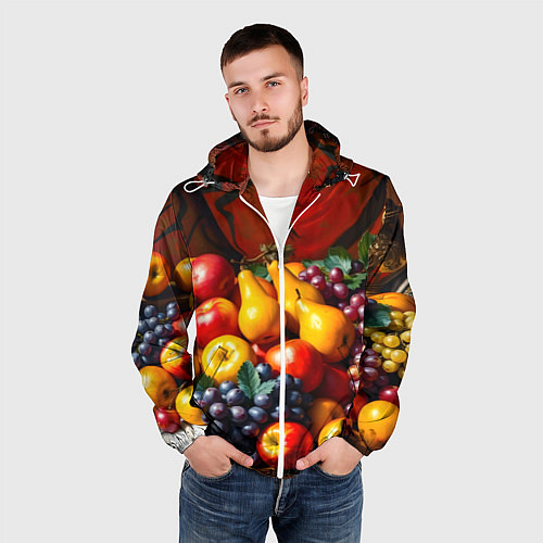 Мужская ветровка Фруктовый натюрморт / 3D-Белый – фото 3