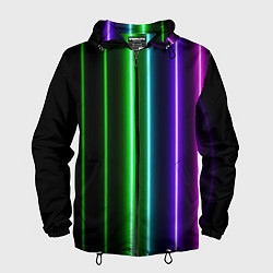 Ветровка с капюшоном мужская Neon lines, цвет: 3D-черный