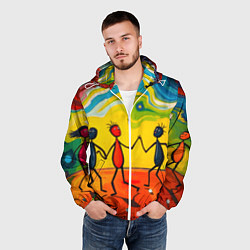 Ветровка с капюшоном мужская Дружба человечков, цвет: 3D-белый — фото 2