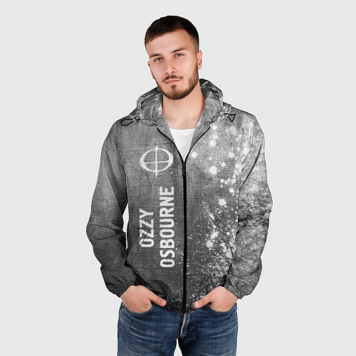 Мужская ветровка Ozzy Osbourne - grey gradient по-вертикали / 3D-Черный – фото 3