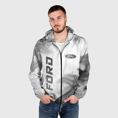 Мужская ветровка Ford - white gradient вертикально / 3D-Черный – фото 3