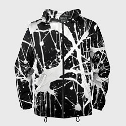 Ветровка с капюшоном мужская Брызги белой краски, цвет: 3D-черный