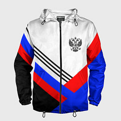 Ветровка с капюшоном мужская Герб России - минимализм, цвет: 3D-черный