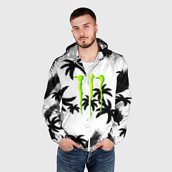 Ветровка с капюшоном мужская Monster energy пальмы, цвет: 3D-белый — фото 2