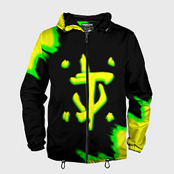 Ветровка с капюшоном мужская Doom огненное лого краски, цвет: 3D-черный