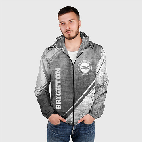 Мужская ветровка Brighton - grey gradient вертикально / 3D-Черный – фото 3