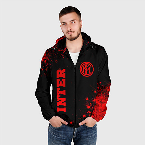 Мужская ветровка Inter - red gradient вертикально / 3D-Черный – фото 3
