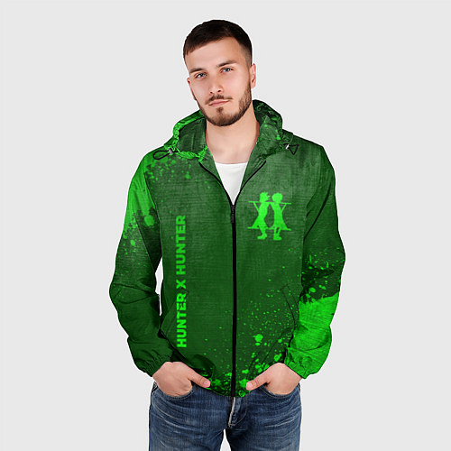 Мужская ветровка Hunter x Hunter - green gradient вертикально / 3D-Черный – фото 3