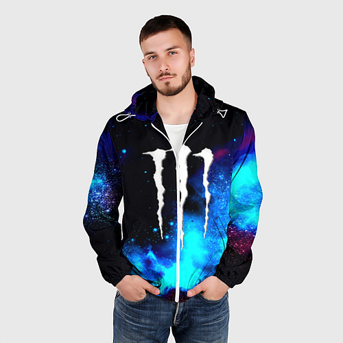 Мужская ветровка Monster energy космос / 3D-Белый – фото 3