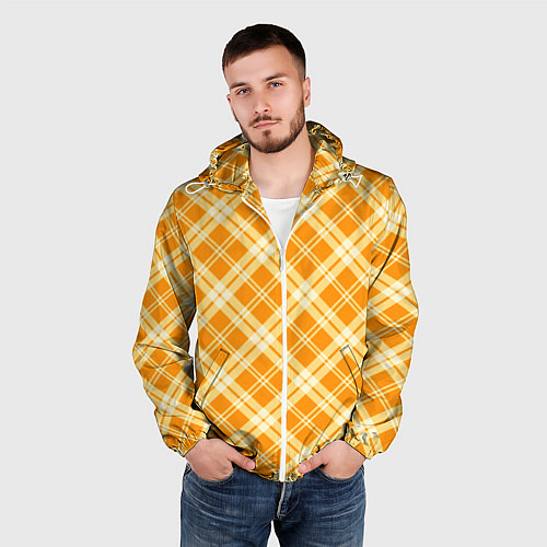 Мужская ветровка Жёлтый крупная клетка / 3D-Белый – фото 3