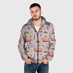 Ветровка с капюшоном мужская Друзья - паттерн, цвет: 3D-черный — фото 2