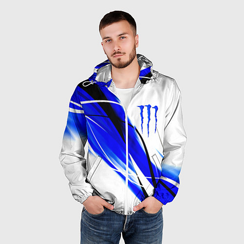 Мужская ветровка Monster energy линии абстракции / 3D-Белый – фото 3