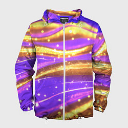 Ветровка с капюшоном мужская Блестящая волнистая текстура, цвет: 3D-белый