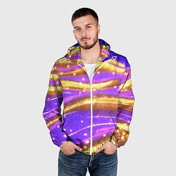 Ветровка с капюшоном мужская Блестящая волнистая текстура, цвет: 3D-белый — фото 2