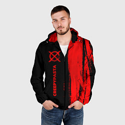 Ветровка с капюшоном мужская CreepyPasta - red gradient по-вертикали, цвет: 3D-черный — фото 2