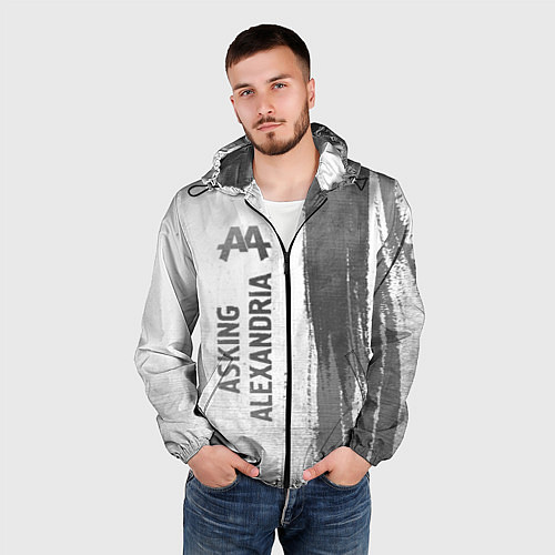 Мужская ветровка Asking Alexandria - white gradient по-вертикали / 3D-Черный – фото 3