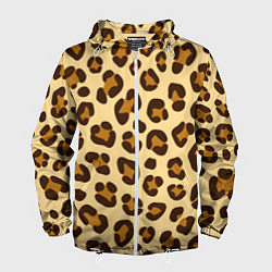 Ветровка с капюшоном мужская Паттерн с пятнами леопарда, цвет: 3D-белый