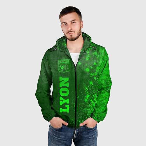 Мужская ветровка Lyon - green gradient по-вертикали / 3D-Черный – фото 3