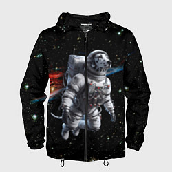 Ветровка с капюшоном мужская The dalmatian brave cosmonaut - ai art, цвет: 3D-черный