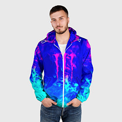 Ветровка с капюшоном мужская Monster energy дым неоновый, цвет: 3D-белый — фото 2