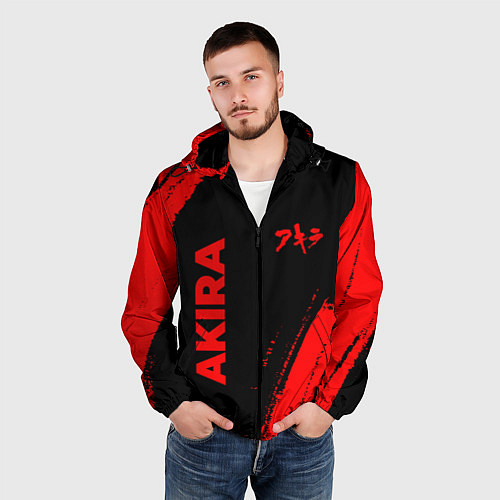 Мужская ветровка Akira - red gradient вертикально / 3D-Черный – фото 3