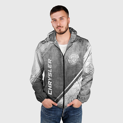 Мужская ветровка Chrysler - grey gradient вертикально / 3D-Черный – фото 3