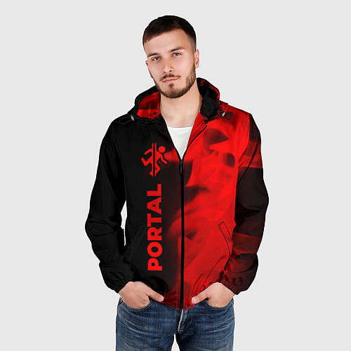 Мужская ветровка Portal - red gradient по-вертикали / 3D-Черный – фото 3