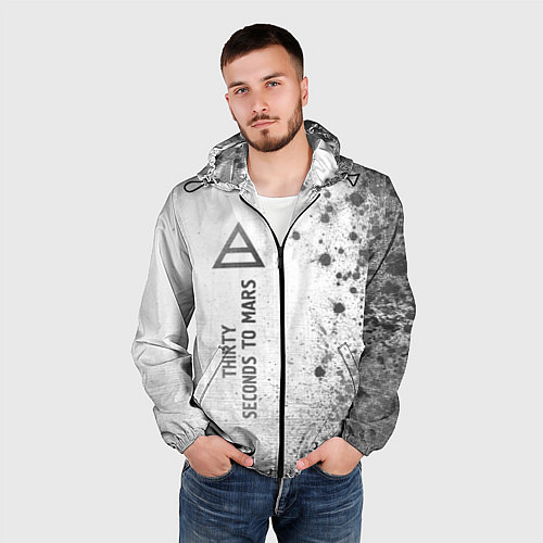 Мужская ветровка Thirty Seconds to Mars - white gradient по-вертика / 3D-Черный – фото 3