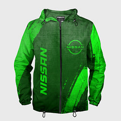 Ветровка с капюшоном мужская Nissan - green gradient вертикально, цвет: 3D-черный