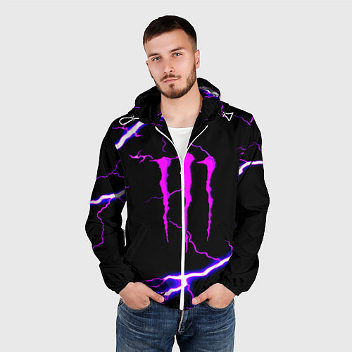 Мужская ветровка Monster energy neon storm / 3D-Белый – фото 3