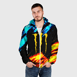 Ветровка с капюшоном мужская Monster energy текстура огненная, цвет: 3D-белый — фото 2