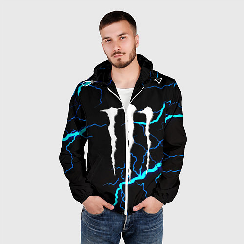 Мужская ветровка Monster energy неоновые молнии / 3D-Белый – фото 3