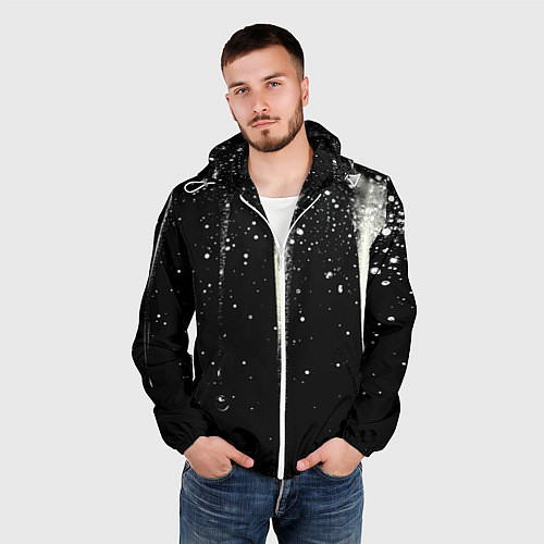 Мужская ветровка Белые брызги на черном / 3D-Белый – фото 3