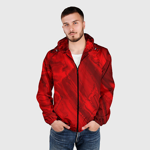 Мужская ветровка Красный камень абстракция / 3D-Черный – фото 3
